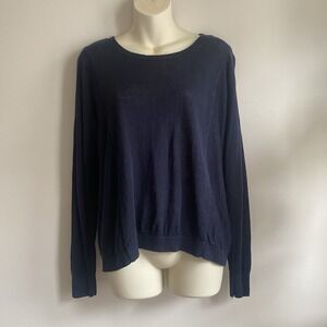 Elliott Lauren Linen Knit Pullover Sweater Long Sleeve Blue Sz L